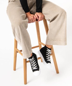 Baskets femme montantes en textile bouclé uni - Banana Moon vue1 - B&M BY BANANA M - GEMO