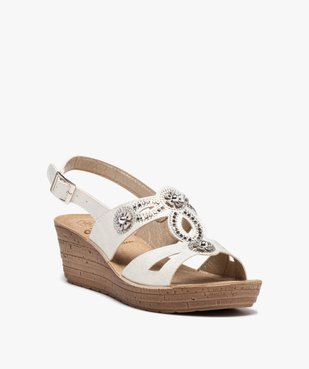 Sandales femme confort à talon compensé et brides strass vue2 - GEMO (CONFORT) - GEMO