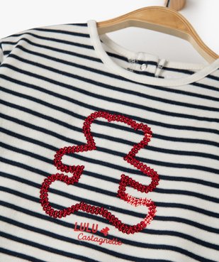 Tee-shirt bébé fille à rayures et motif sequins – Lulu Castagnette vue3 - LULUCASTAGNETTE - GEMO