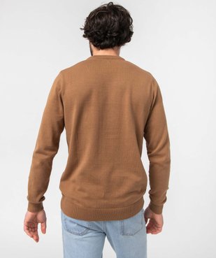 Pull homme à col rond en coton vue3 - GEMO (HOMME) - GEMO
