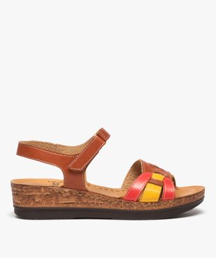 Sandales femme confort en cuir avec brides entrecroisées vue1 - GEMO (CONFORT) - GEMO