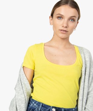Tee-shirt femme ajusté en maille côtelée vue2 - FOLLOW ME - GEMO
