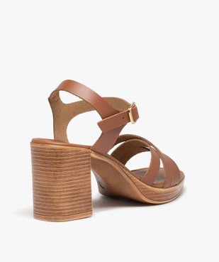 Sandales femme à talon carré dessus cuir uni - Tanéo vue4 - TANEO - GEMO