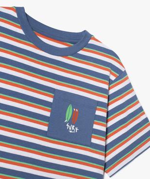 Tee-shirt manches courtes à rayures multicolores garçon vue3 - GEMO 4G GARCON - GEMO