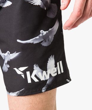 Short de bain noir imprimé oiseaux - Kwell vue2 - KWELL - GEMO
