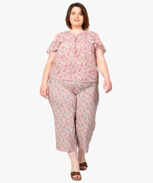 Pantalon femme grande taille en toile imprimée coupe ample vue5 - GEMO(FEMME PAP) - GEMO
