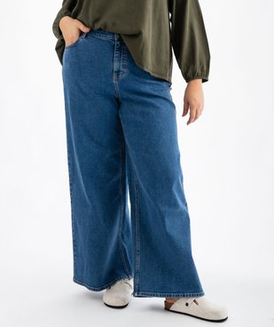 Jean wide leg en coton stretch taille ajustable femme grande taille vue2 - GEMO 4G GT - GEMO