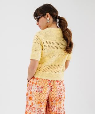 Pull manches courtes en maille ajourée femme vue5 - GEMO(FEMME PAP) - GEMO
