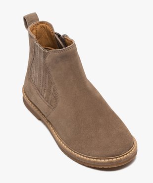 Boots fille zippées dessus cuir retourné style chelsea vue5 - GEMO (ENFANT) - GEMO