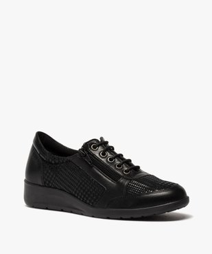 Derbies femme confort unis à lacets et zip vue2 - GEMO (CONFORT) - GEMO