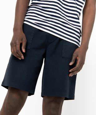 Bermuda en toile uni avec ceinture ajustable homme vue2 - GEMO 4G HOMME - GEMO