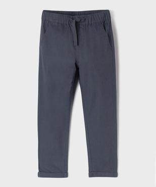 Pantalon chino en coton et lin avec taille ajustable garçon vue1 - GEMO (ENFANT) - GEMO