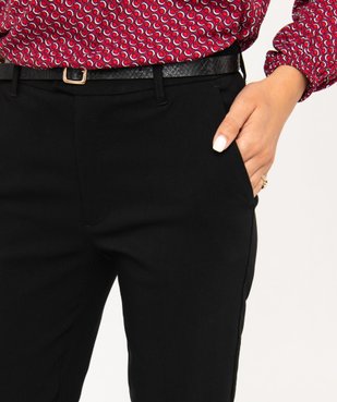 Pantalon en toile extensible coupe slim femme avec ceinture  vue2 - GEMO(FEMME PAP) - GEMO