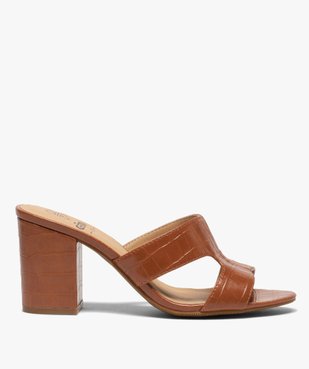 Mules femme unies à talon dessus imitation croco vue1 - Nikesneakers(URBAIN) - Nikesneakers
