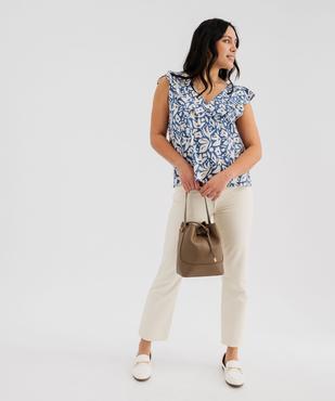 Blouse sans manches à volants en viscose imprimée femme vue4 - GEMO 4G FEMME - GEMO
