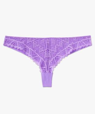 Tanga en microfibre et dentelle femme vue4 - GEMO(HOMWR FEM) - GEMO