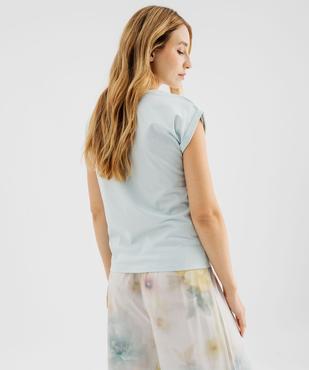 Haut de pyjama manches courtes loose à revers et broderie femme vue3 - GEMO 4G FEMME - GEMO