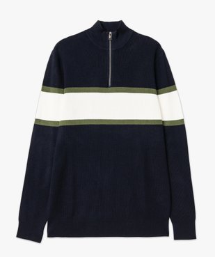 Pull tricolore à col montant zippé homme vue4 - GEMO 4G HOMME - GEMO