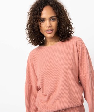 Haut de pyjama femme en maille côtelée vue2 - GEMO(HOMWR FEM) - GEMO