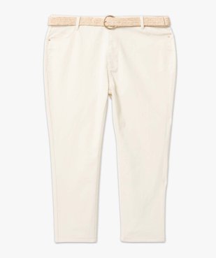 Pantacourt femme grande taille en twill coloré avec ceinture en paille vue4 - GEMO 4G GT - GEMO