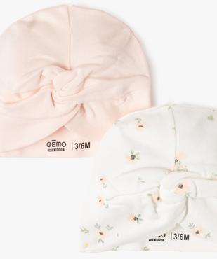 Bonnet naissance en jersey effet noué (lot de 2) vue2 - GEMO 4G BEBE - GEMO