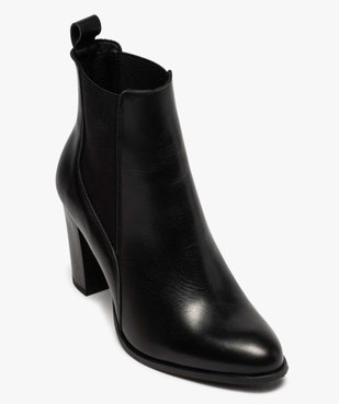 Boots femme à talon dessus style chelsea en cuir uni vue5 - Nikesneakers(URBAIN) - Nikesneakers
