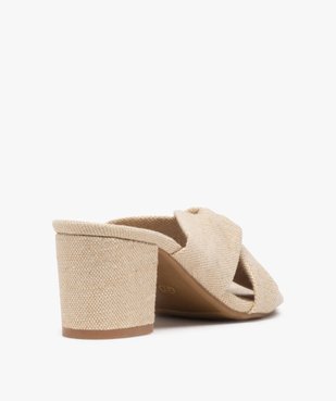 Mules femme à talon carré et brides drapées en toile vue4 - GEMO(URBAIN) - GEMO