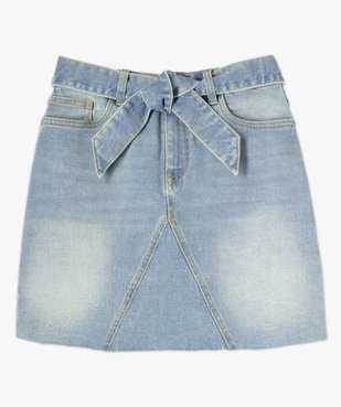 Jupe en jean femme courte avec ceinture à nouer vue4 - GEMO(FEMME PAP) - GEMO
