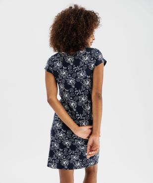 Chemise de nuit en maille extensible avec col V en dentelle femme vue3 - GEMO 4G FEMME - GEMO