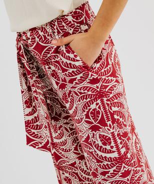 Pantalon large et fluide à taille haute ceinturée femme vue2 - GEMO 4G FEMME - GEMO