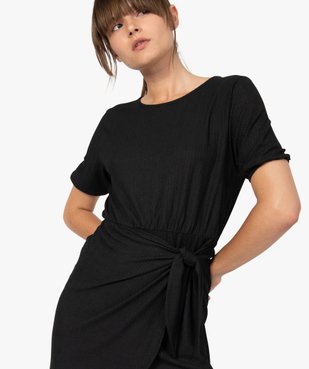 Robe femme à manches courtes avec bas façon portefeuille vue2 - GEMO(FEMME PAP) - GEMO