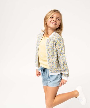 Veste fille à motifs fleuris fermeture zippée vue1 - GEMO (ENFANT) - GEMO