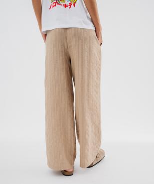 Pantalon large et fluide en toile texturée femme vue1 - GEMO 4G FEMME - GEMO
