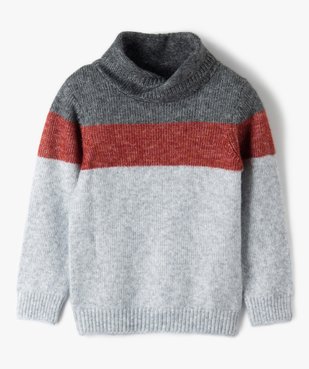 Pull garçon en maille tricolore à col châle vue1 - GEMO (ENFANT) - GEMO