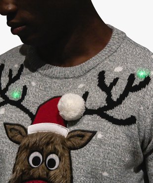 Pull de Noël homme avec motif renne et leds vue3 - GEMO (HOMME) - GEMO