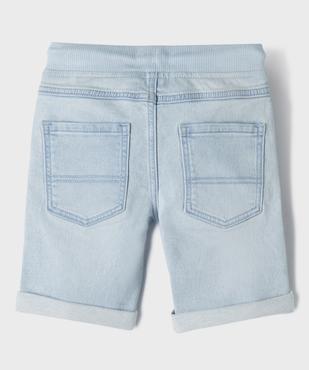 Bermuda en jean extensible délavé avec taille en bord-côte garçon vue3 - GEMO (ENFANT) - GEMO