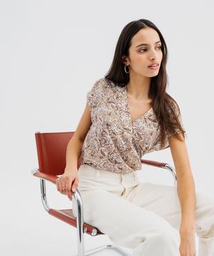 Tee-shirt manches courtes à col V femme vue1 - GEMO 4G FEMME - GEMO
