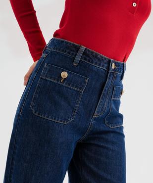 Jean wide leg taille haute avec poches plaquées femme  - LuluCastagnette vue2 - LULU CASTAGNETTE G4G D - GEMO