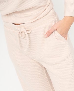 Bas de pyjama femme large en maille côtelée extra douce vue2 - GEMO(HOMWR FEM) - GEMO