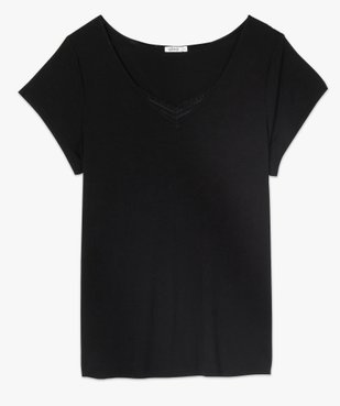 Tee-shirt de nuit femme avec col V bordé de dentelle vue4 - GEMO(HOMWR FEM) - GEMO