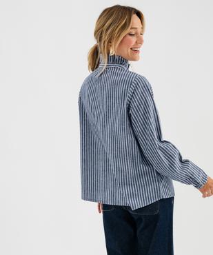 Chemise manches longues à rayures et col victorien femme vue3 - GEMO 4G FEMME - GEMO