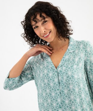 Chemise de nuit femme imprimée forme liquette à manches 3/4 vue2 - GEMO 4G FEMME - GEMO