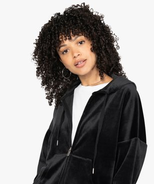 Sweat femme zippé à capuche en velours vue2 - GEMO(FEMME PAP) - GEMO