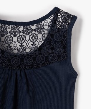 Débardeur fille côtelé avec dos en dentelle brodée vue2 - GEMO (ENFANT) - GEMO