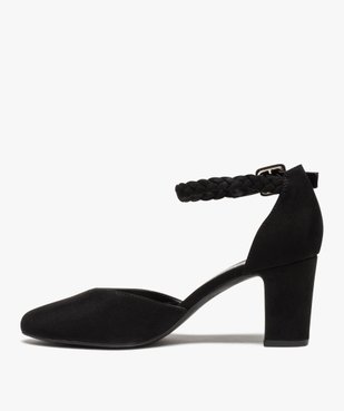 Escarpins femme unis à talon carré et bride tressée vue3 - VALENTINA BALDA - GEMO