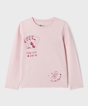 Tee-shirt manches longues avec inscriptions fille vue1 - GEMO 4G FILLE - GEMO