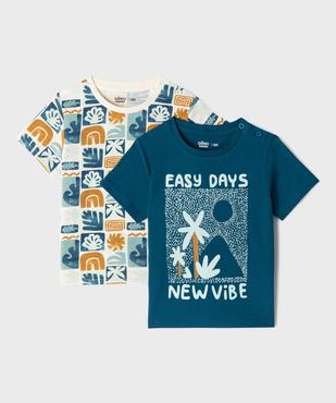Tee-shirt manches courtes imprimés bébé garçon (lot de 2) vue1 - GEMO(BEBE DEBT) - GEMO