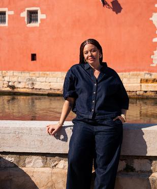 Pantacourt en jean brut coupe large femme grande taille vue5 - GEMO (G TAILLE) - GEMO