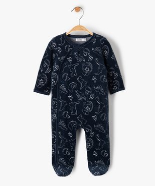 Pyjama bébé en velours à motifs dinosaures ouverture devant vue1 - GEMO(BB COUCHE) - GEMO