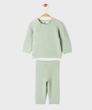 Ensemble 2 pièces en maille bébé fille : pull et pantalon vue1 - GEMO 4G BEBE - GEMO